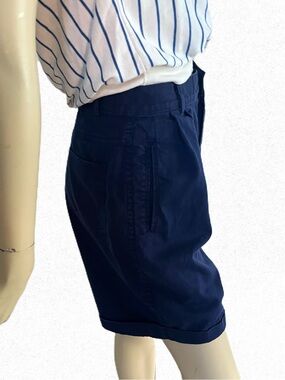 1980s High-Waist Shorts by Lady Foot Locker, Navy Blue Cotton